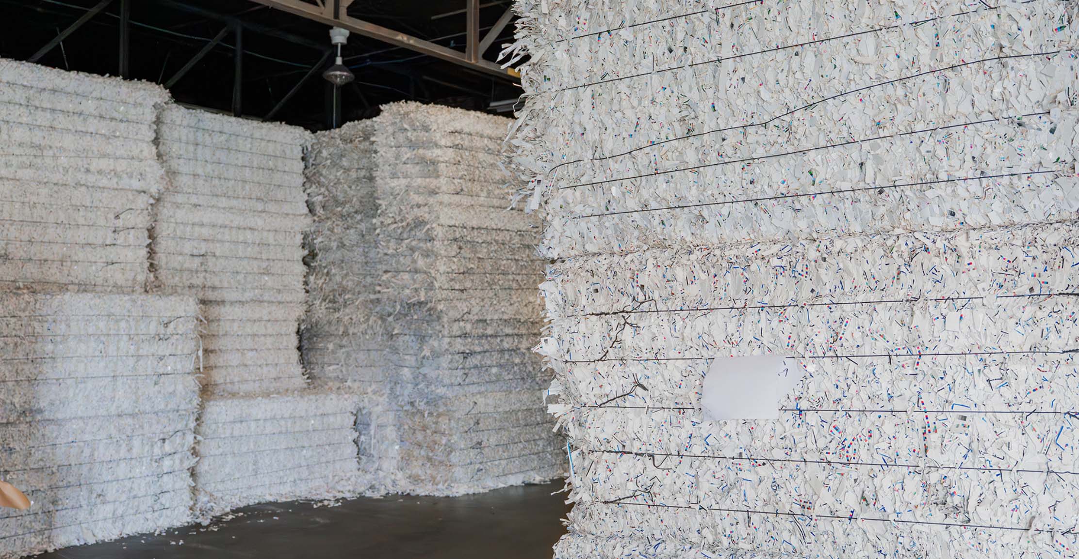 Stacks of shredded paper